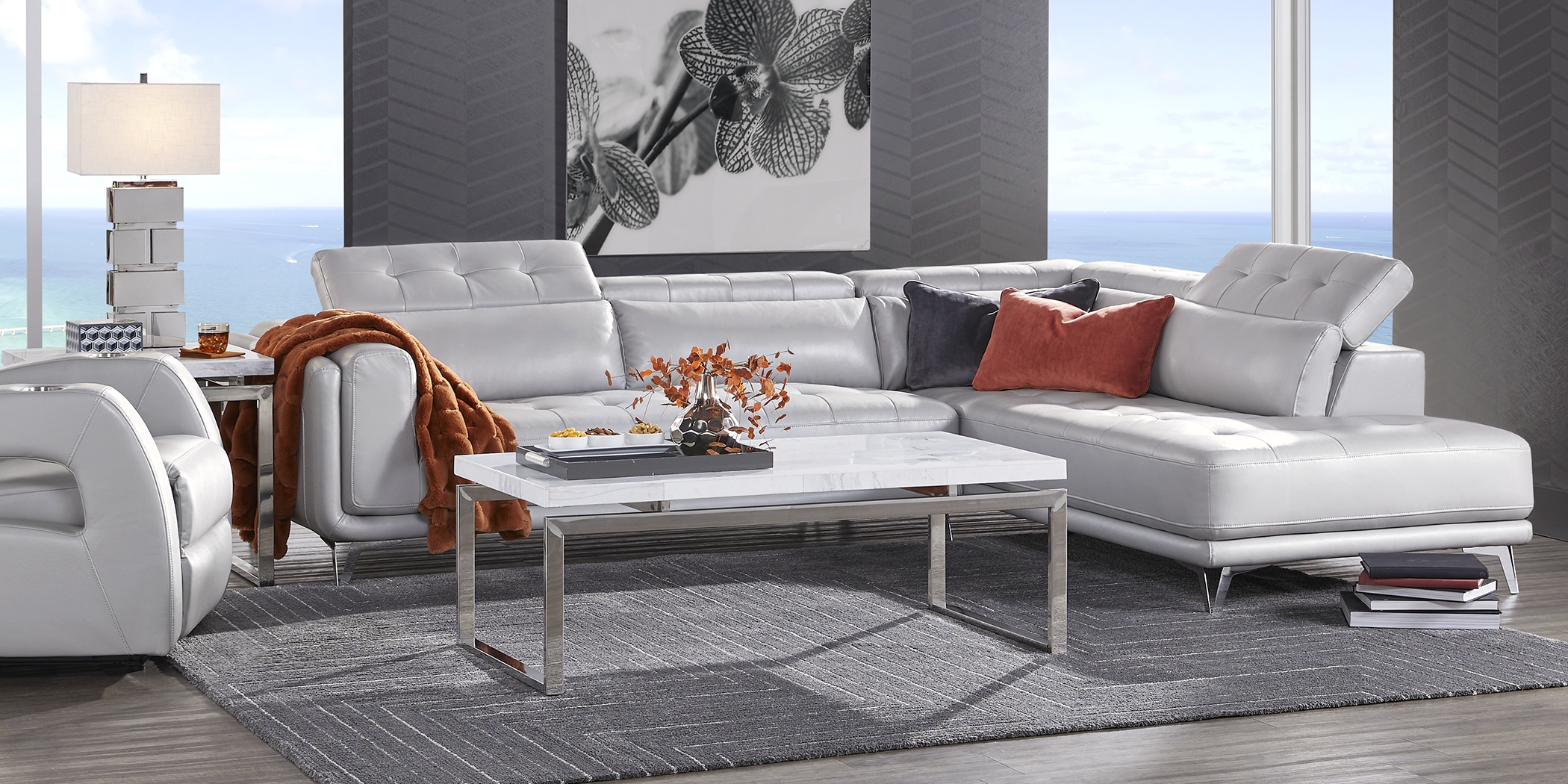 Hudson Heights Platinum 6 Pc Sectional Living Room - Thumbnail - Image 2