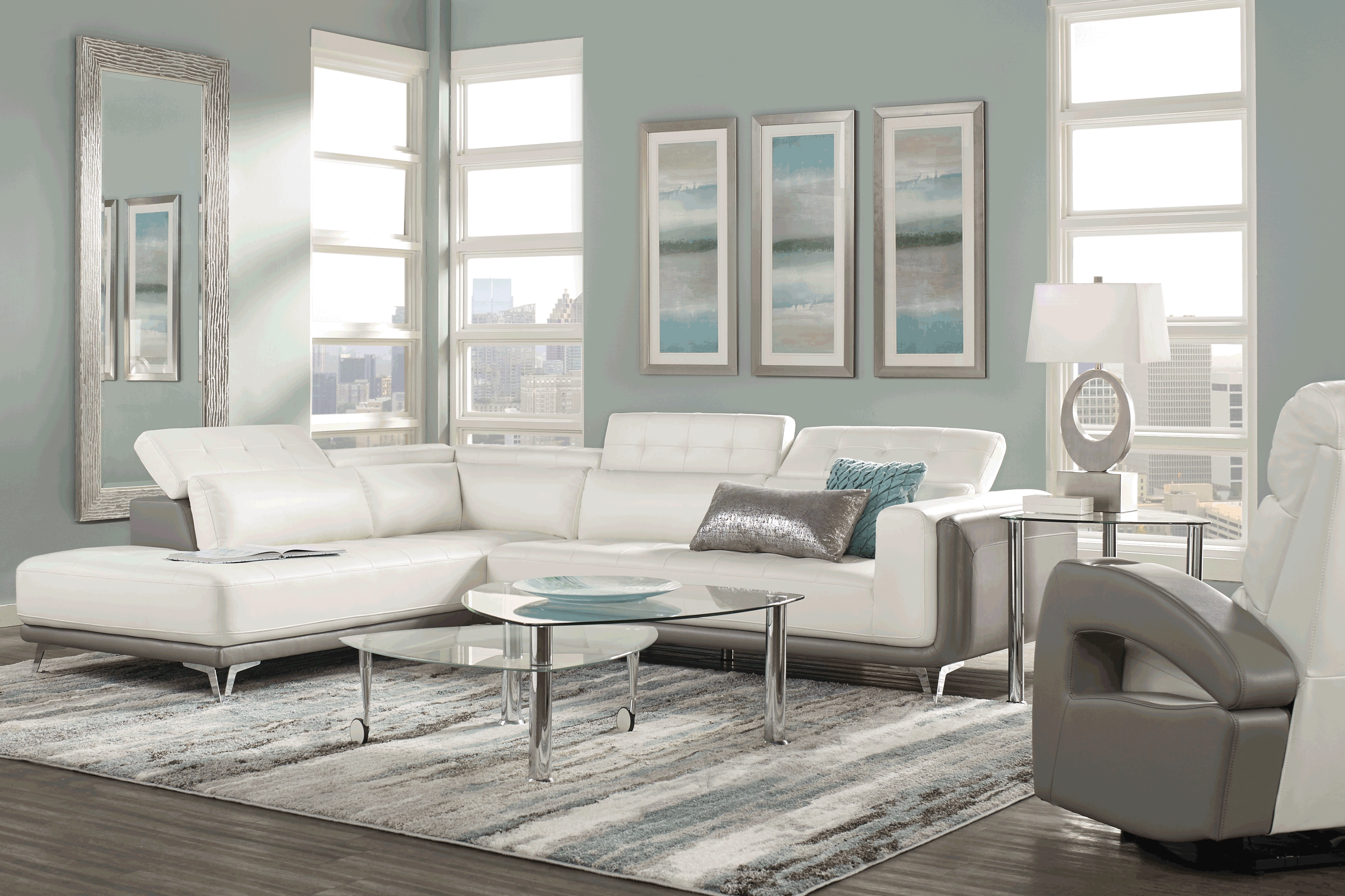 Hudson Heights White 2 Pc Sectional - Thumbnail - Image 2