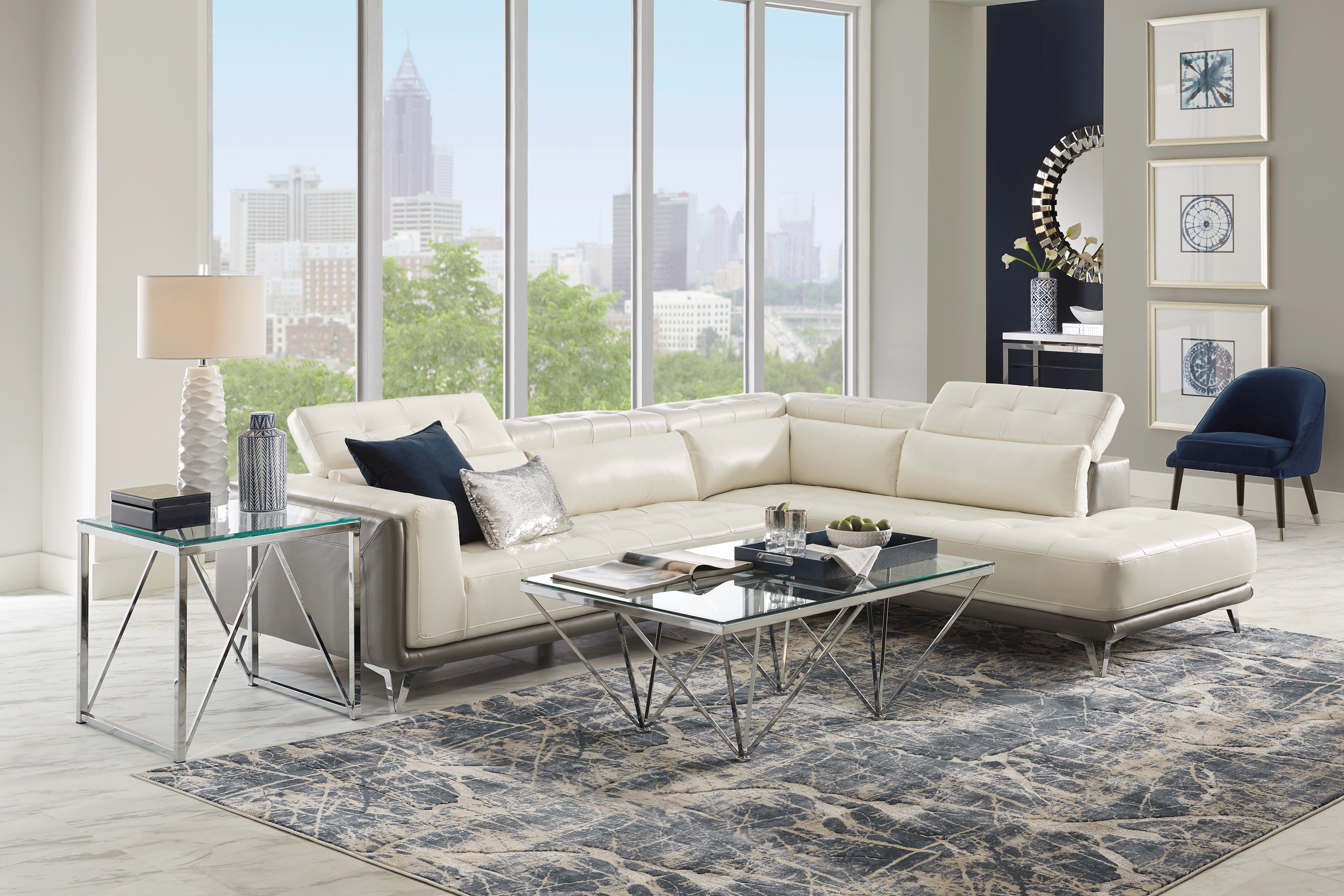 Hudson Heights White 2 Pc Sectional - Thumbnail - Image 2