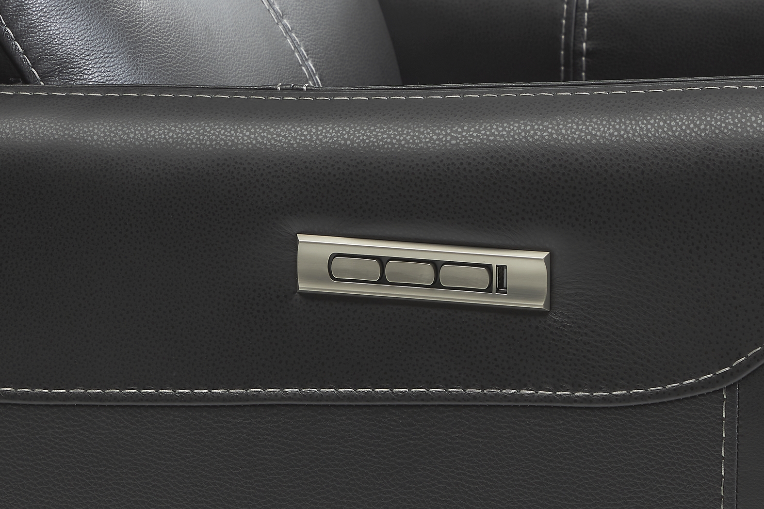 Hudson Place Black Leather Triple Power Swivel Recliner - Thumbnail - Image 4