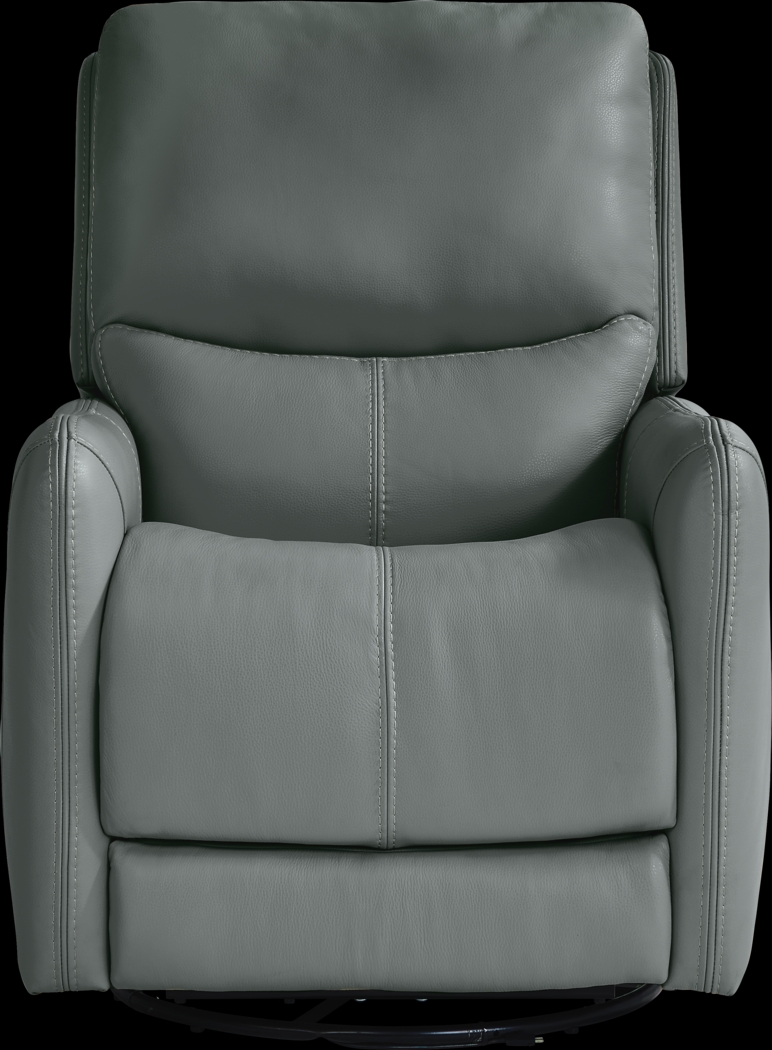 Hudson Place Blue Leather Triple Power Recliner - Thumbnail - Image 2
