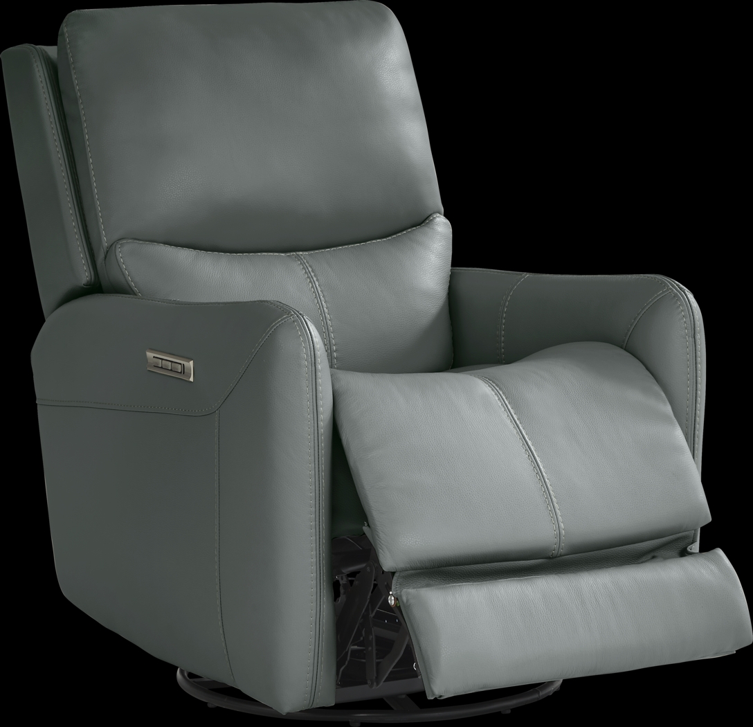 Hudson Place Blue Leather Triple Power Recliner - Thumbnail - Image 1
