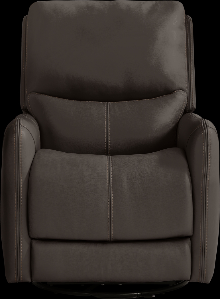 Hudson Place Brown Leather Triple Power Recliner - Thumbnail - Image 2