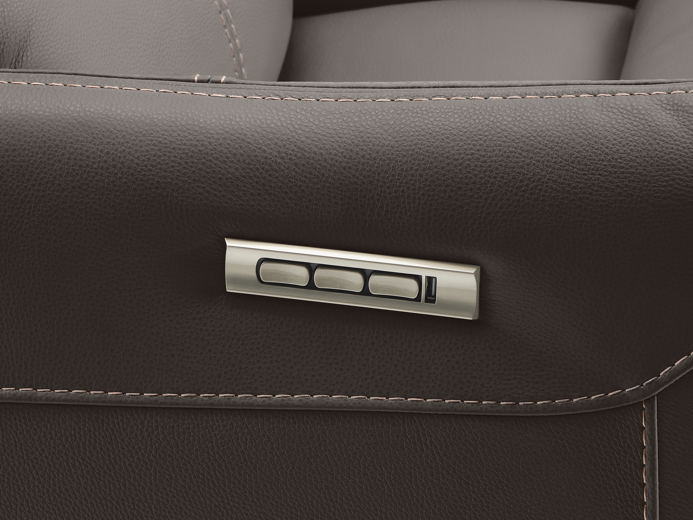 Hudson Place Brown Leather Triple Power Recliner - Thumbnail - Image 3