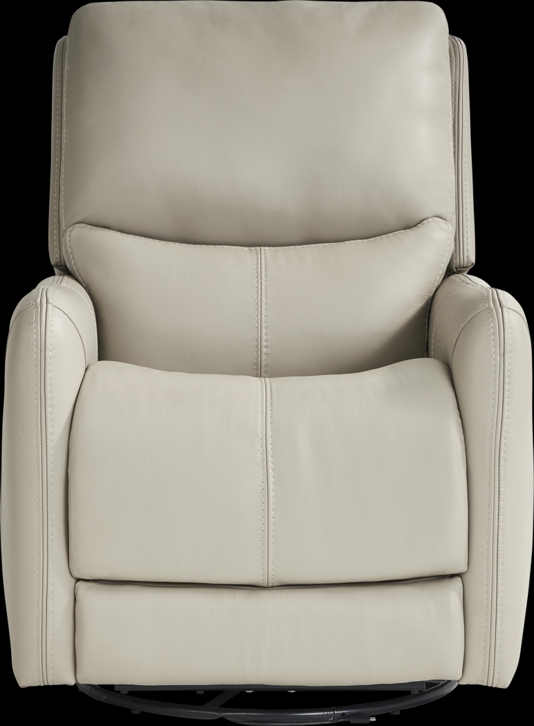 Hudson Place Dove Leather Triple Power Swivel Recliner - Thumbnail - Image 2