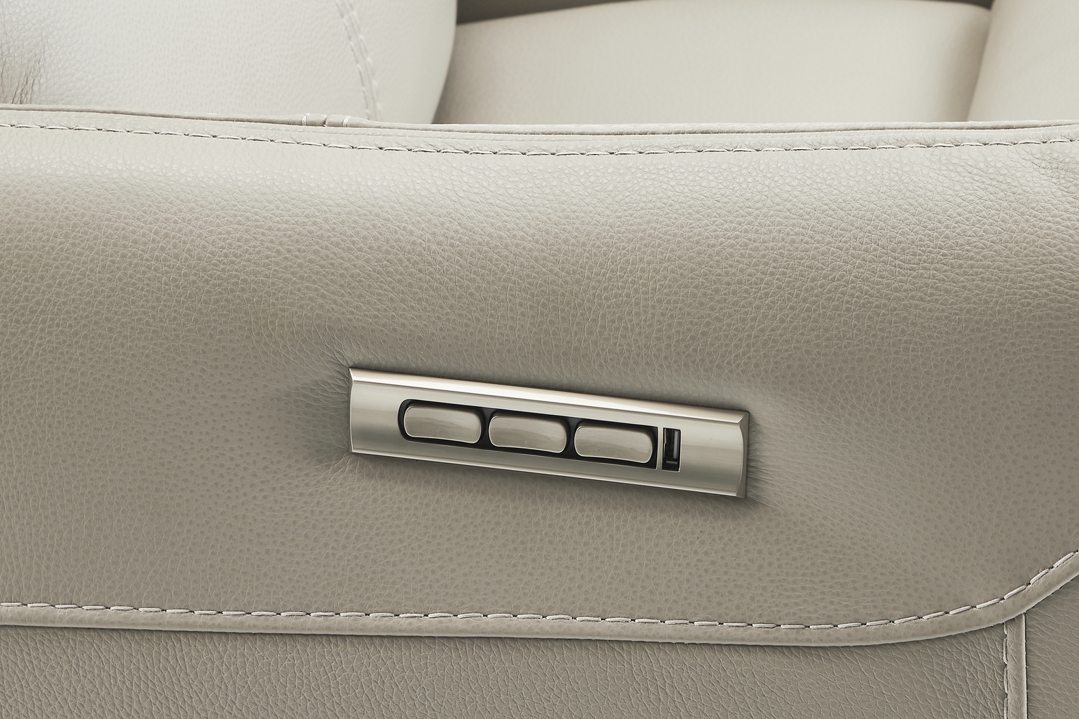 Hudson Place Dove Leather Triple Power Swivel Recliner - Thumbnail - Image 4