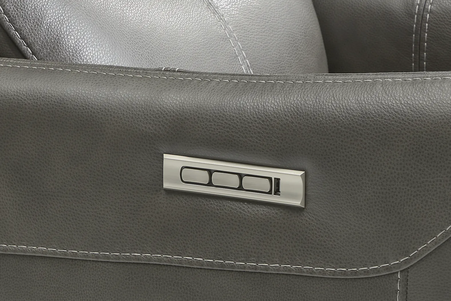 Hudson Place Gray Leather Triple Power Swivel Recliner - Thumbnail - Image 4