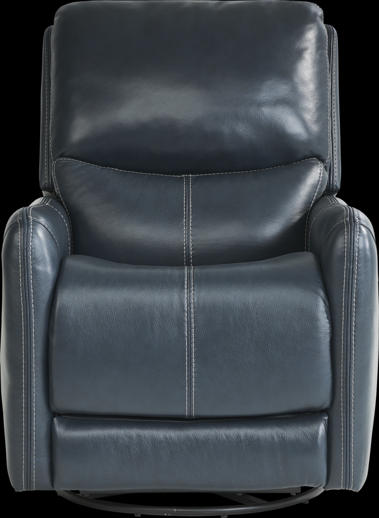 Hudson Place Ocean Leather Triple Power Swivel Recliner - Thumbnail - Image 2