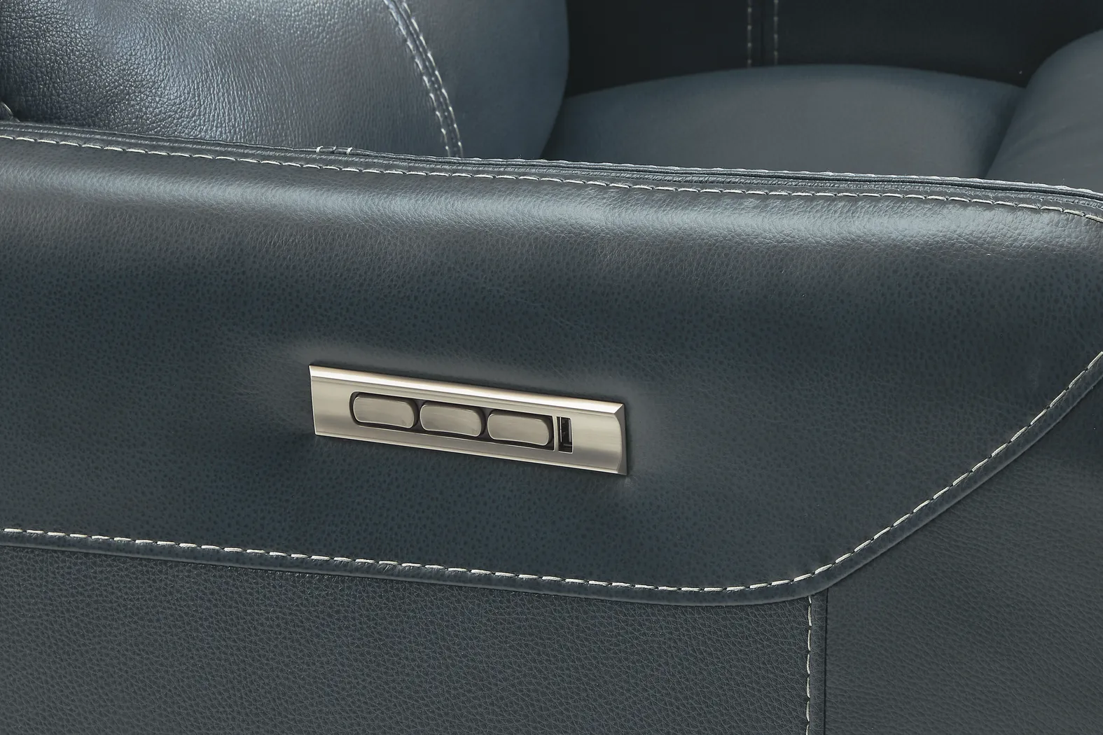 Hudson Place Ocean Leather Triple Power Swivel Recliner - Image 5