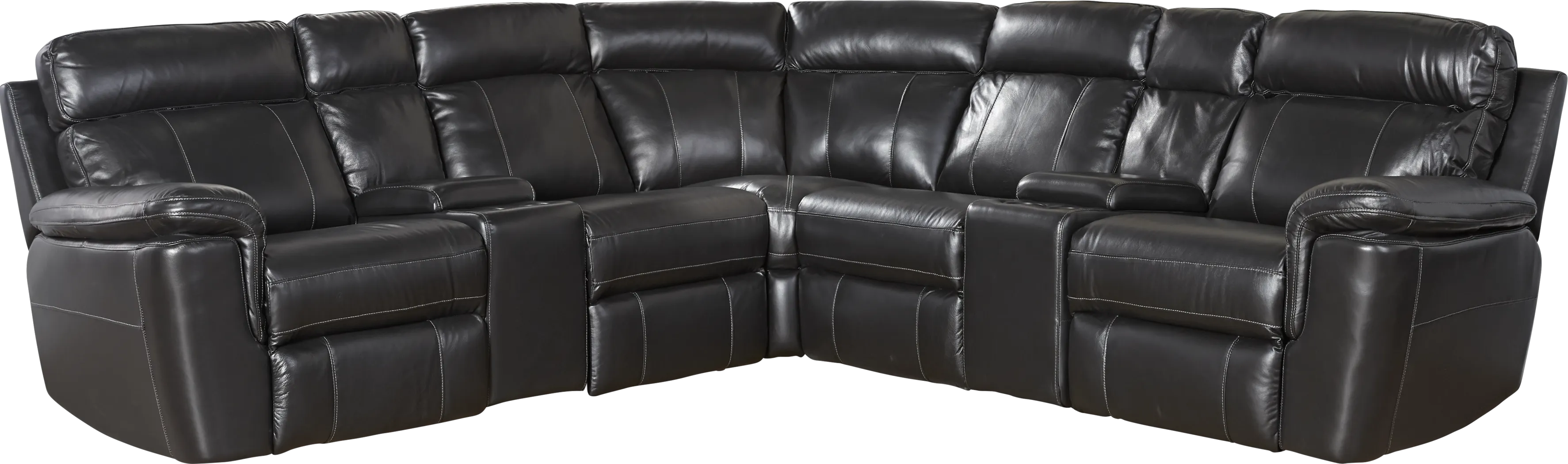 Hudson Square Black Leather 7 Pc Power Reclining Sectional - Thumbnail - Image 1