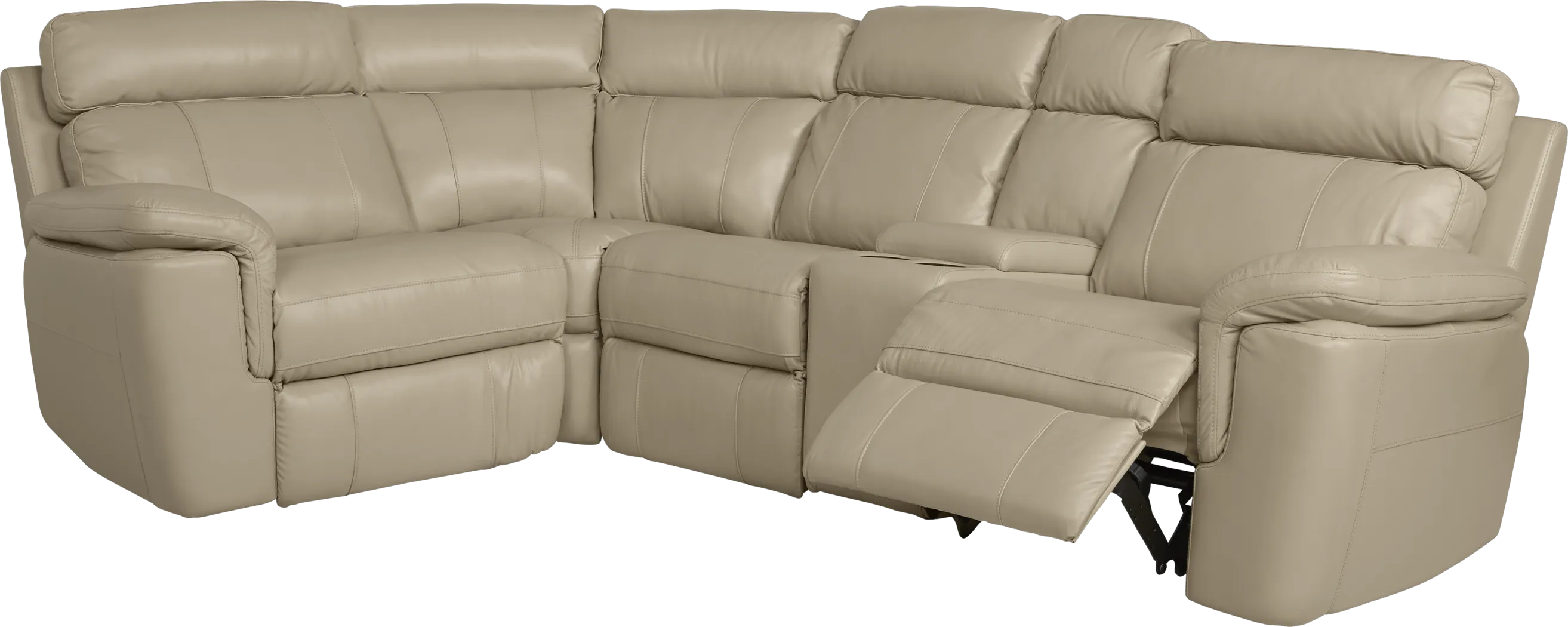 Hudson Square Sand Leather 5 Pc Reclining Sectional - Thumbnail - Image 3