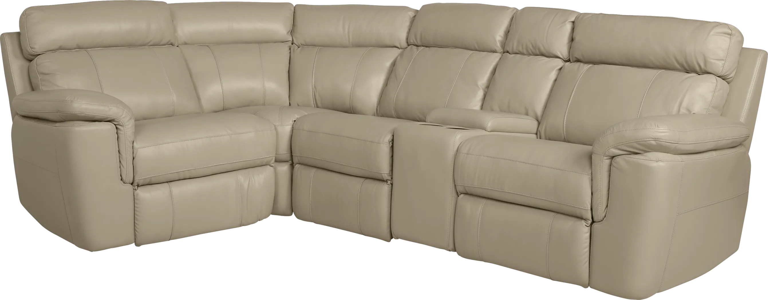 Hudson Square Sand Leather 5 Pc Reclining Sectional - Thumbnail - Image 1
