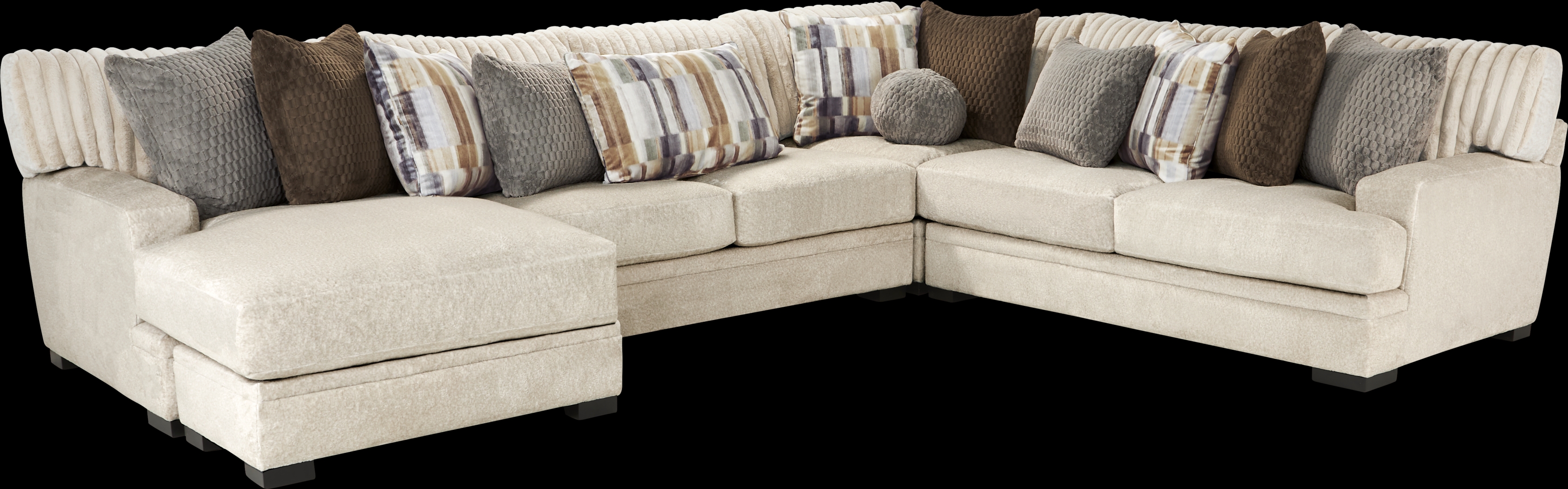 Hudson Street Beige 3 Pc Sectional - Thumbnail - Image 1