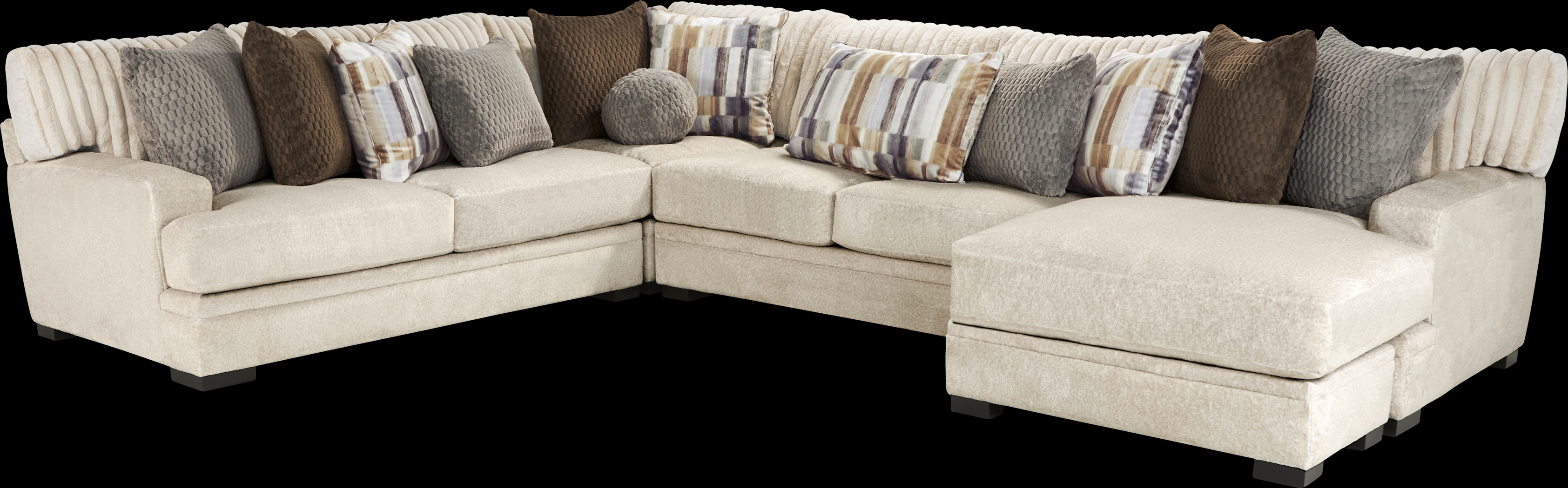 Hudson Street Beige 3 Pc Sectional - Thumbnail - Image 1
