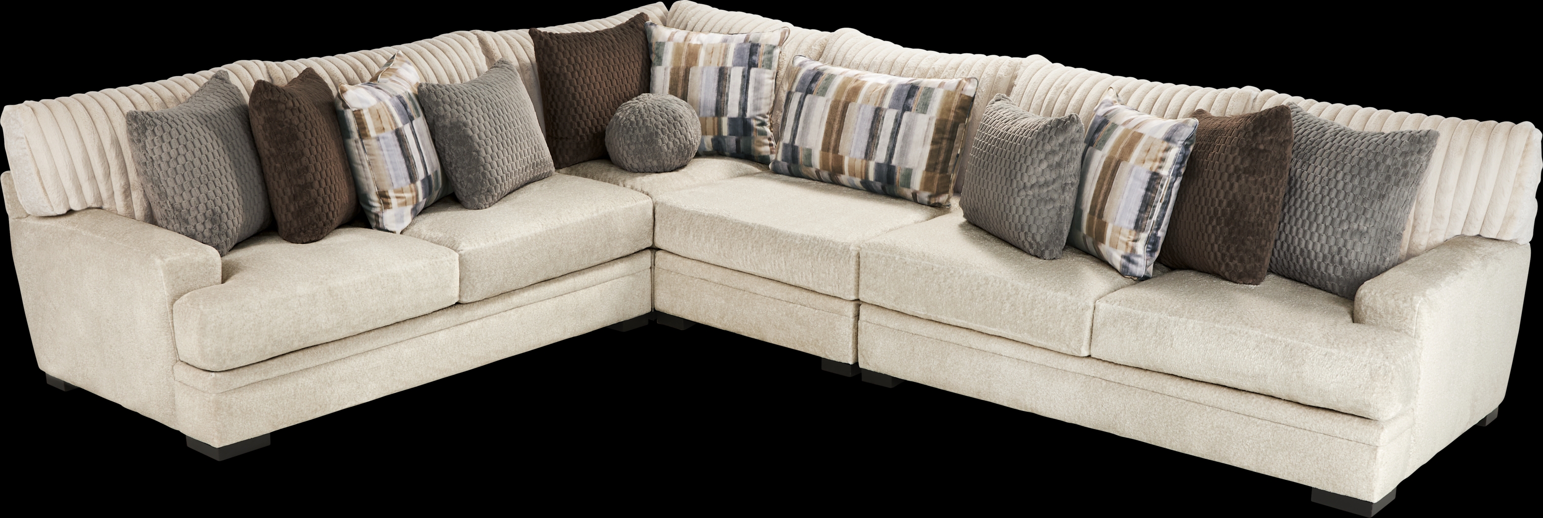 Hudson Street Beige 4 Pc Sectional - Thumbnail - Image 3
