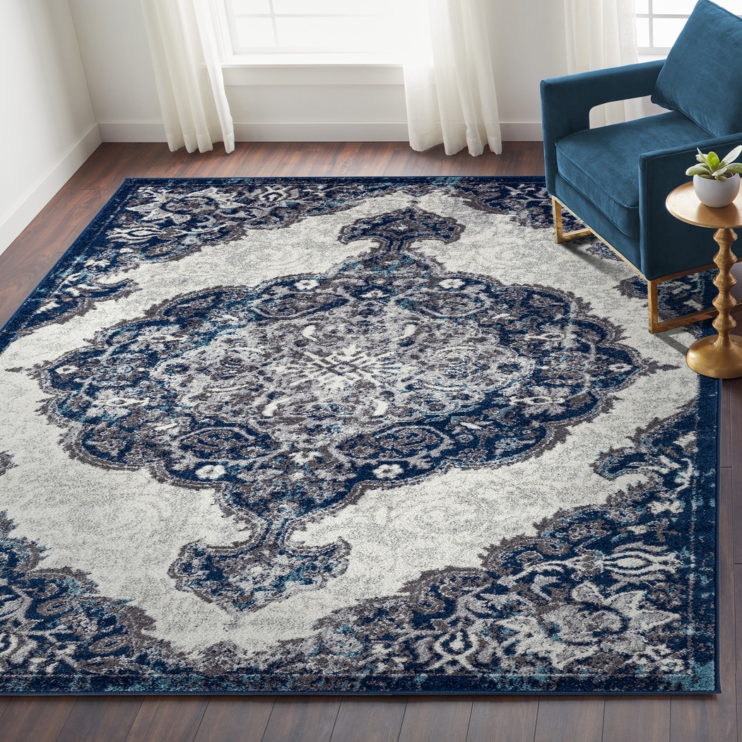 Hudtane Navy 5' x 7'6 Rug - Thumbnail - Image 2