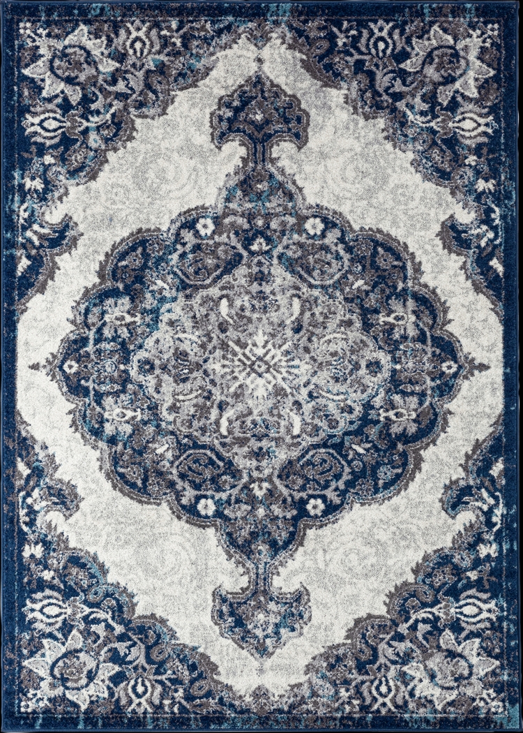 Hudtane Navy 7'9 x 9'9 Rug - Thumbnail - Image 1