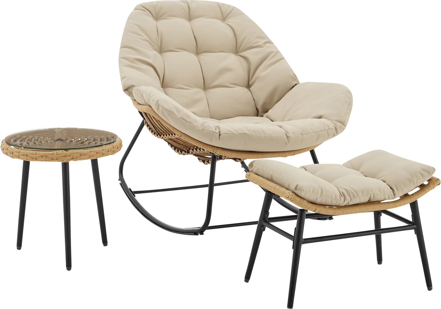 Hulnick Cream 3 Pc Rocking Chair Set - Thumbnail - Image 3