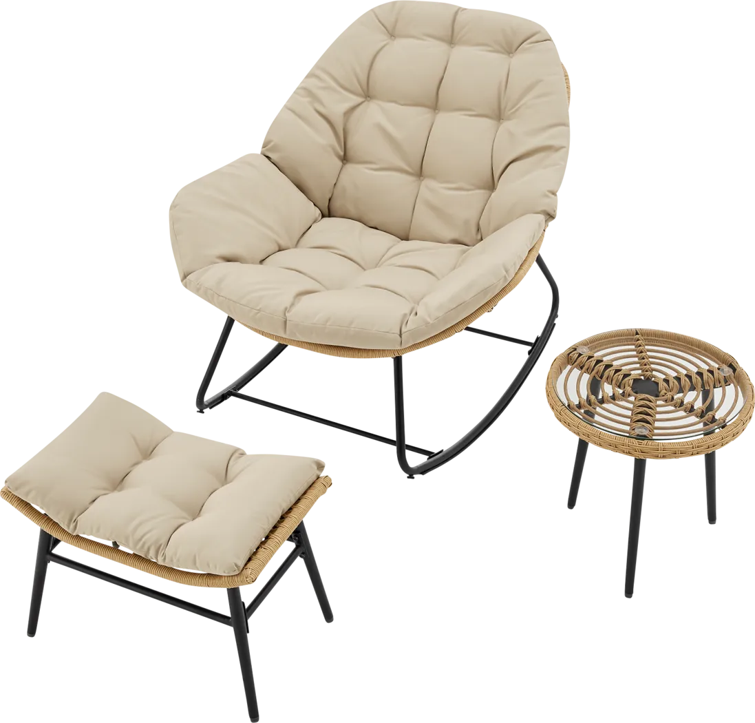 Hulnick Cream 3 Pc Rocking Chair Set - Thumbnail - Image 4