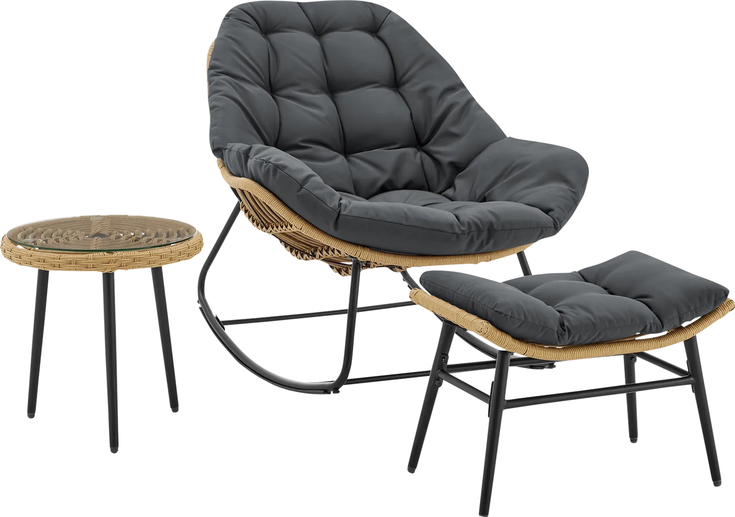 Hulnick Gray 3 Pc Rocking Chair Set - Thumbnail - Image 3