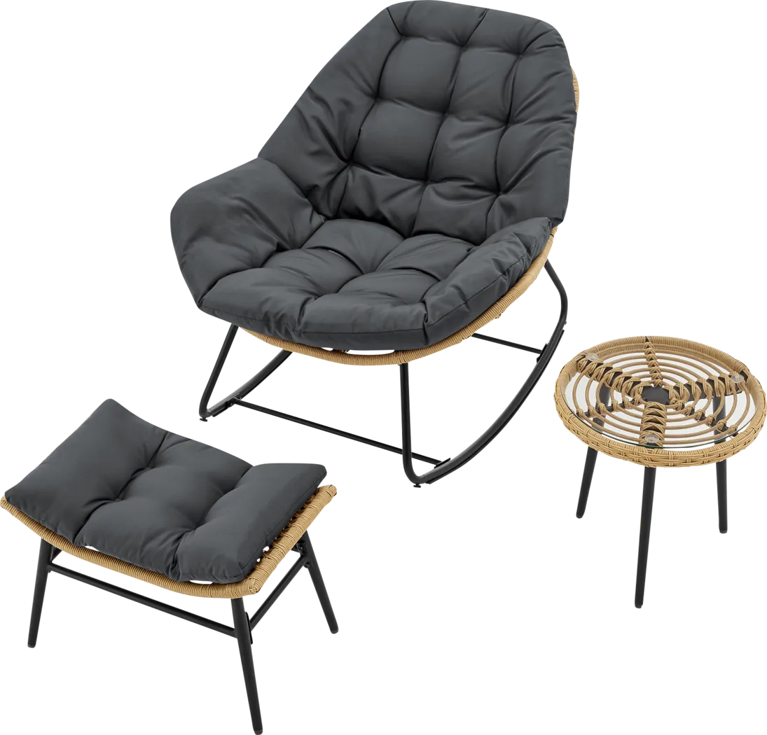 Hulnick Gray 3 Pc Rocking Chair Set - Thumbnail - Image 4