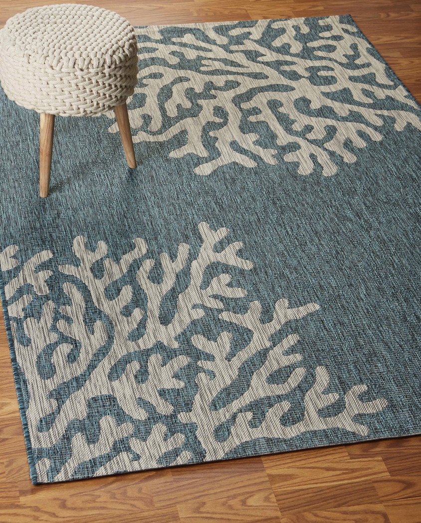 Humnia Blue/Gray 5' x 7' Indoor/Outdoor Rug - Thumbnail - Image 3