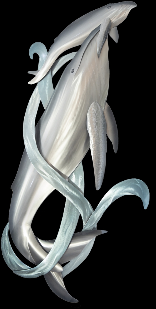 Humpback Whale and Calf Blue Indoor/Outdoor Wall Art - Thumbnail - Image 1