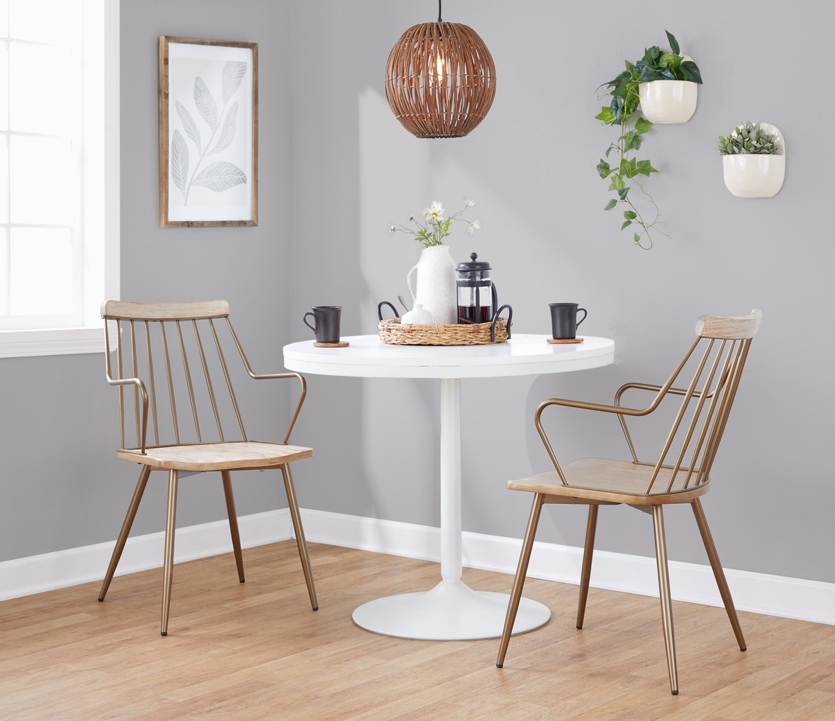 Hundley White Arm Chair, Set of 2 - Thumbnail - Image 2