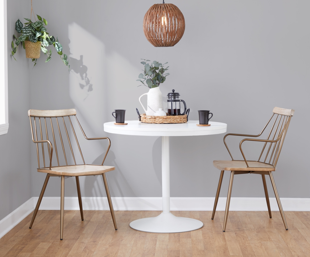 Hundley White Arm Chair, Set of 2 - Thumbnail - Image 9