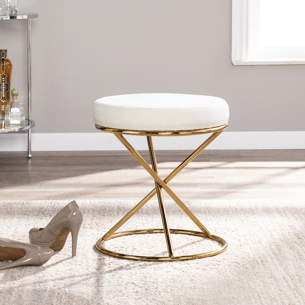 Hunley White Vanity Stool - Thumbnail - Image 2