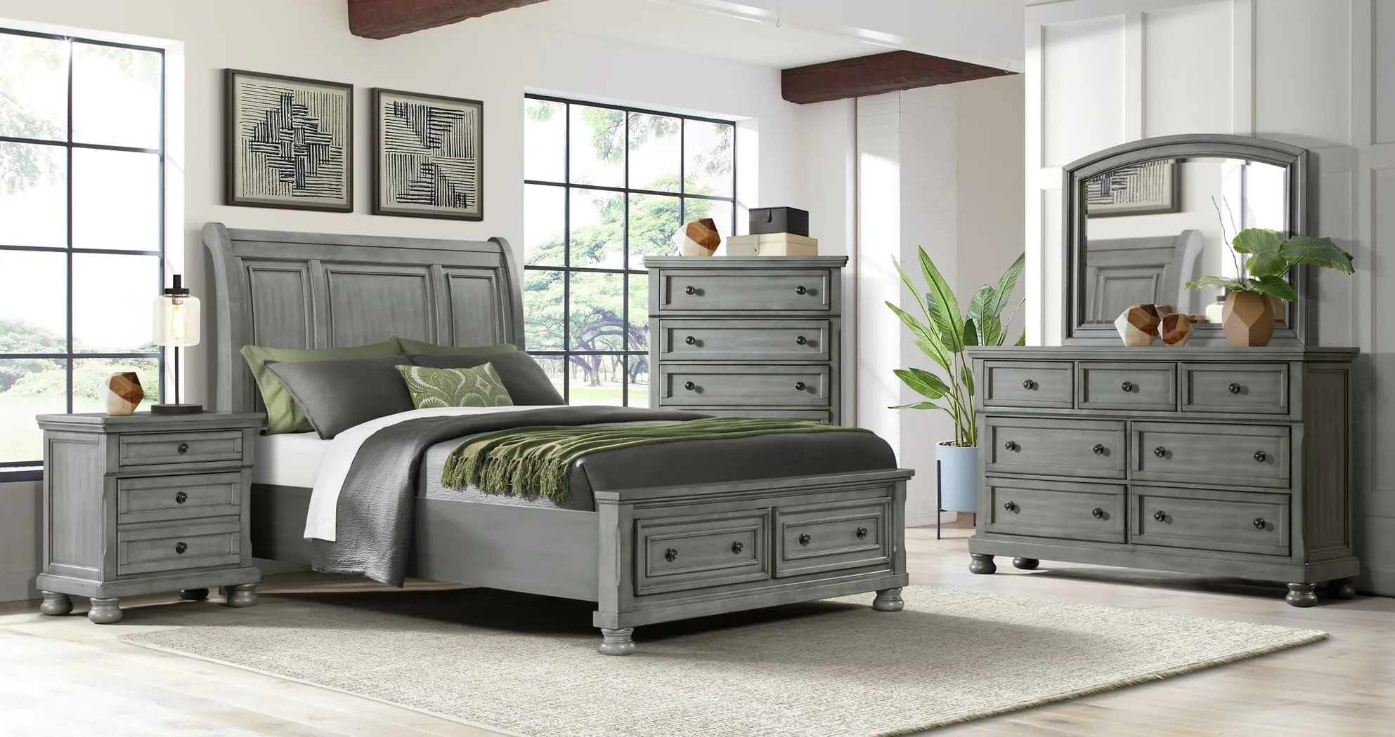 Hunnicutt Gray Nighstand with USB - Thumbnail - Image 2