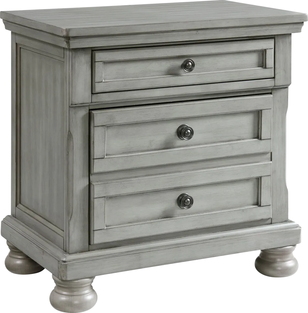 Hunnicutt Gray Nighstand with USB - Thumbnail - Image 1