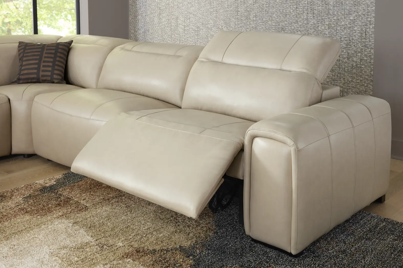Huntington Ivory Leather 9 Pc Dual Power Reclining Sectional Living Room - Thumbnail - Image 5