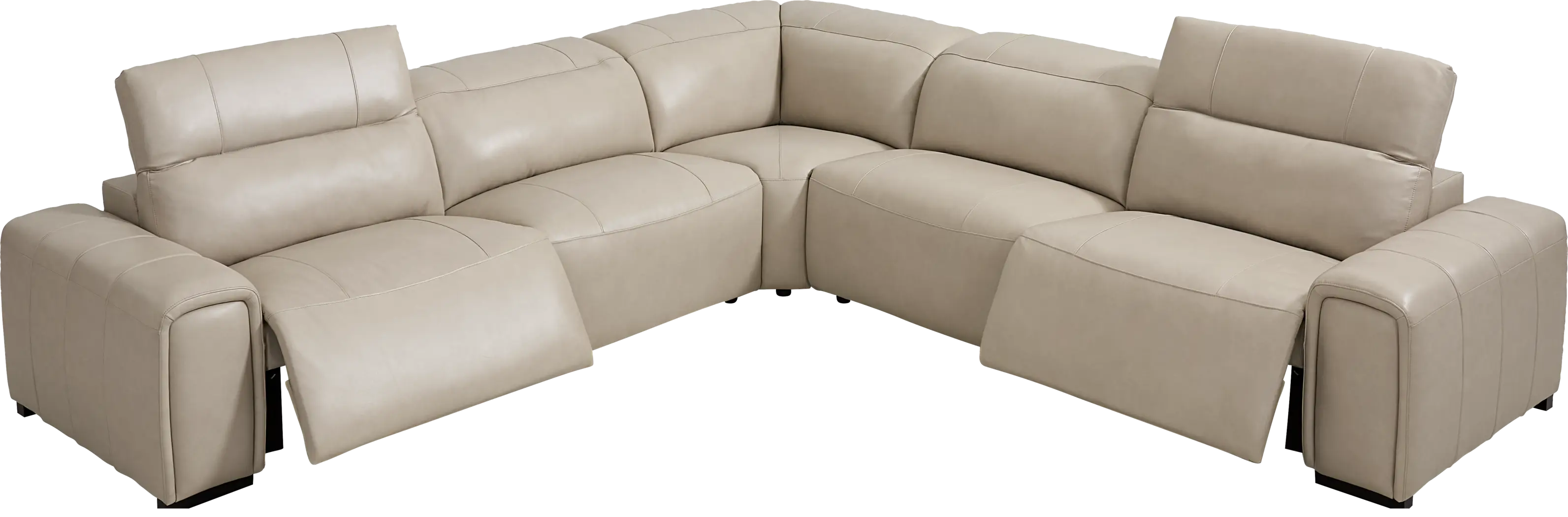 Huntington Ivory Leather 5 Pc Dual Power Reclining Sectional - Thumbnail - Image 1