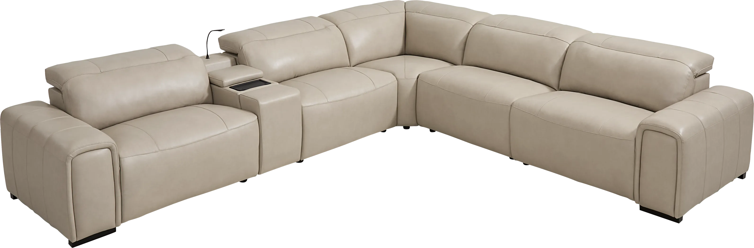 Huntington Ivory Leather 6 Pc Dual Power Reclining Sectional - Thumbnail - Image 3