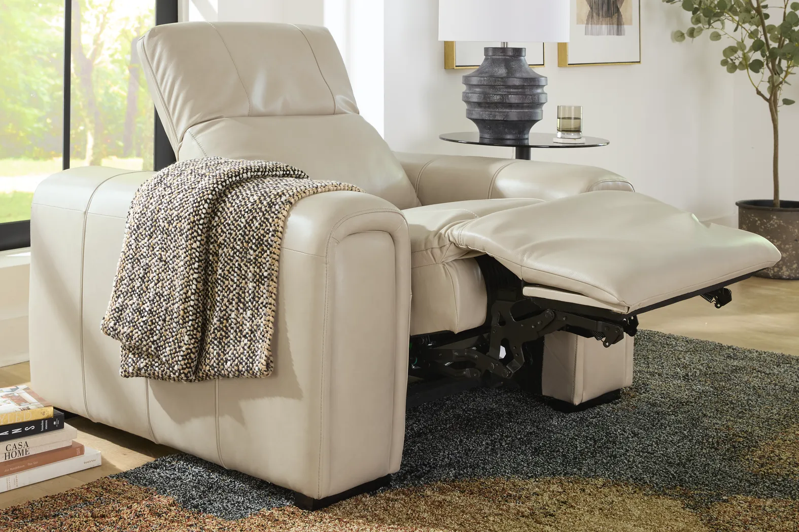 Huntington Ivory Leather Dual Power Recliner - Thumbnail - Image 3