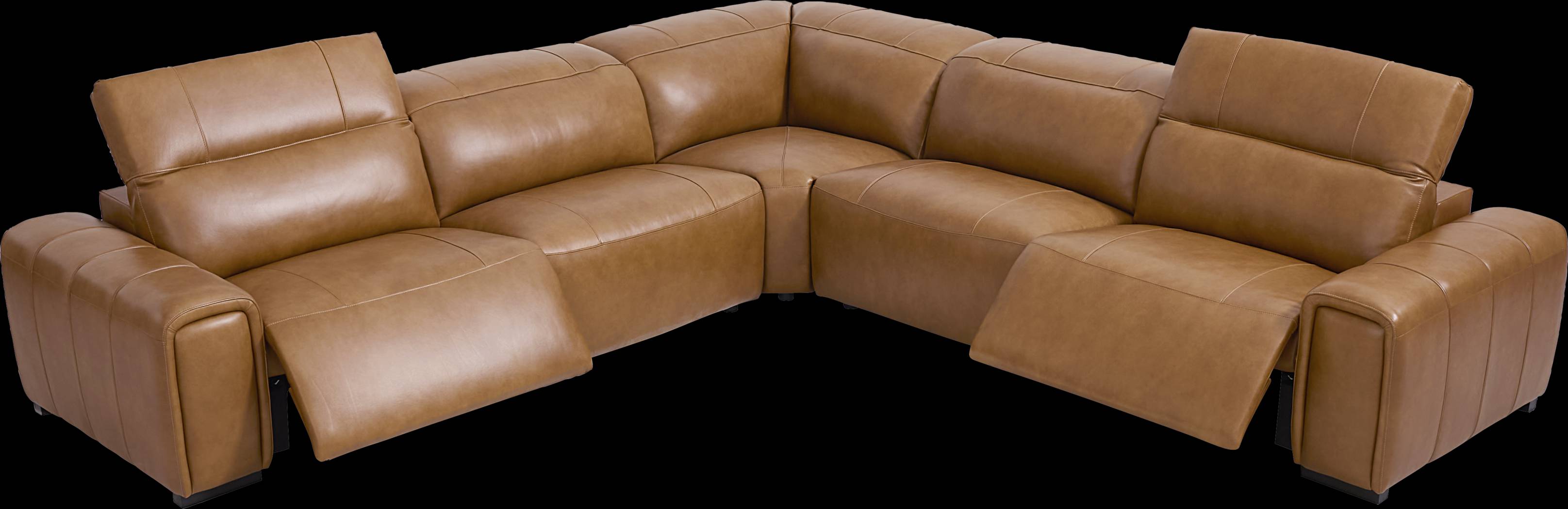 Huntington Saddle Leather 5 Pc Dual Power Reclining Sectional - Thumbnail - Image 1