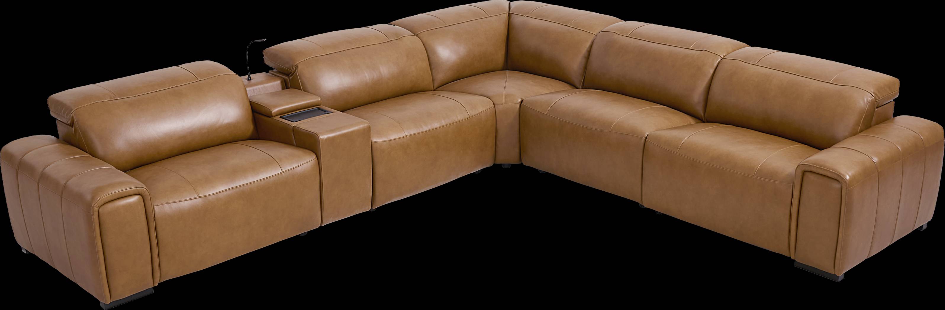 Huntington Saddle Leather 6 Pc Dual Power Reclining Sectional - Thumbnail - Image 3