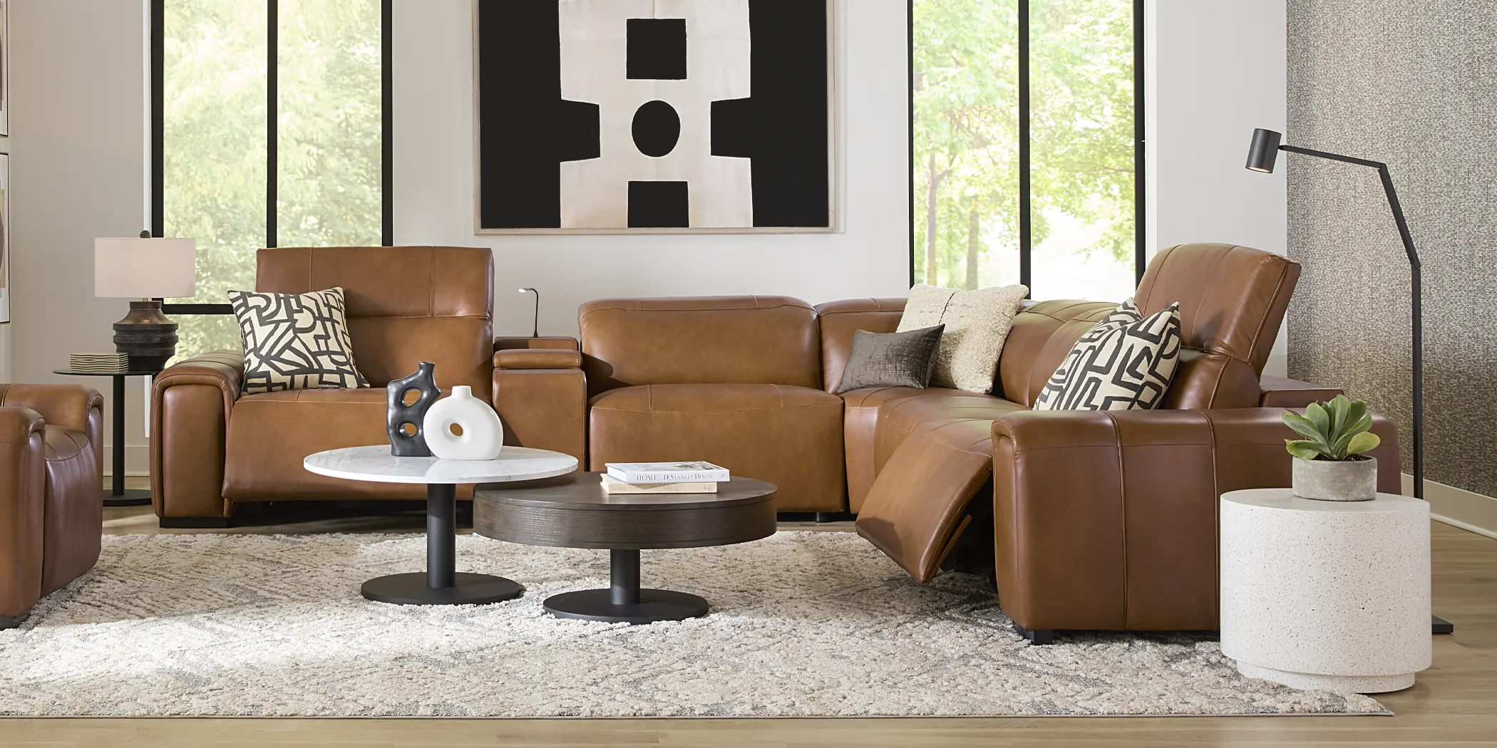 Huntington Saddle Leather 6 Pc Dual Power Reclining Sectional - Thumbnail - Image 2