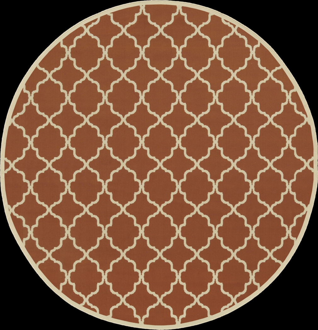 Huxton Orange 7'10 Round Indoor/Outdoor Rug - Thumbnail - Image 1