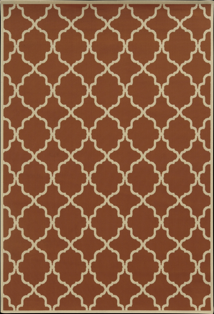 Huxton Orange 7'10 x 10'10 Indoor/Outdoor Rug - Thumbnail - Image 1