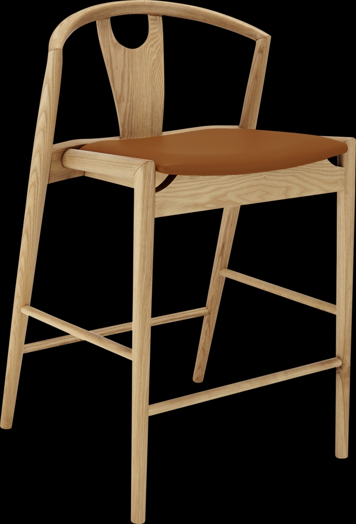 Iduna II Tan and Natural Counter Height Stool - Thumbnail - Image 2