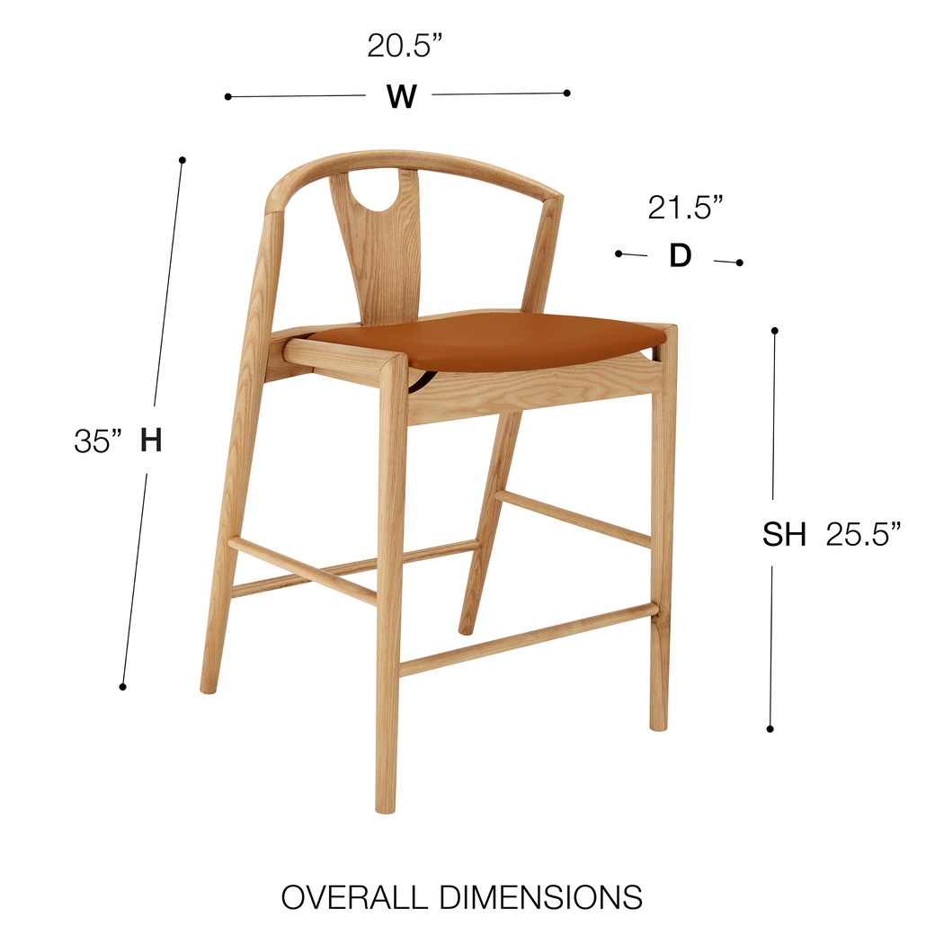 Iduna II Tan and Natural Counter Height Stool - Thumbnail - Image 9