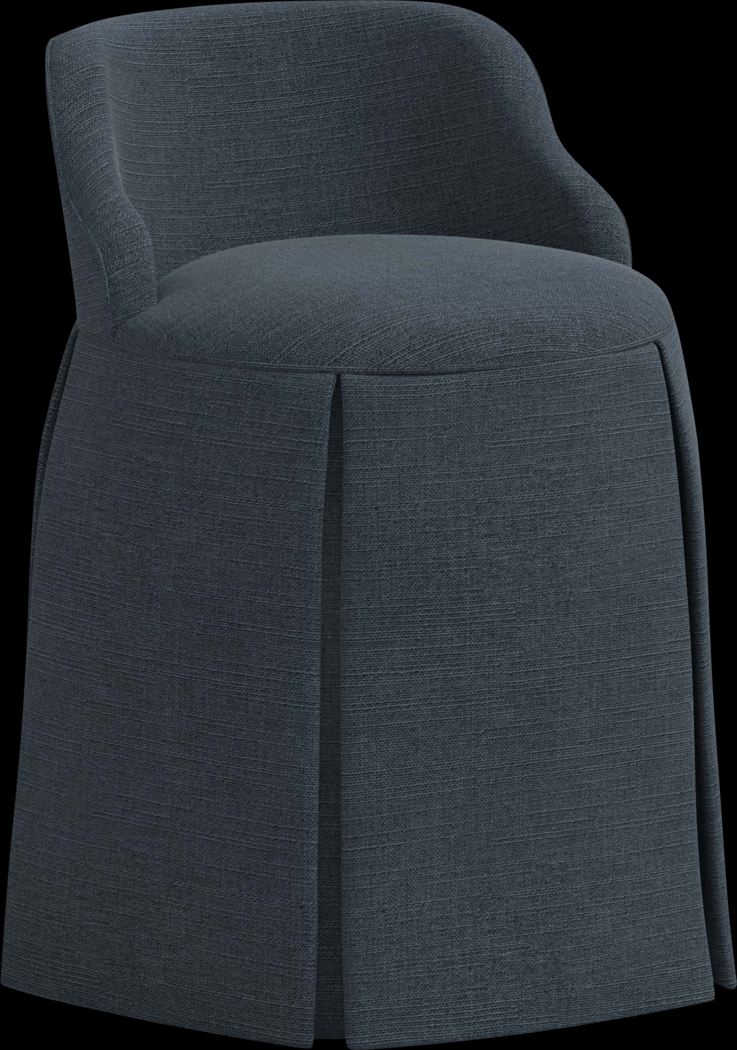 Ifanna Dark Blue Skirted Vanity Chair - Thumbnail - Image 1