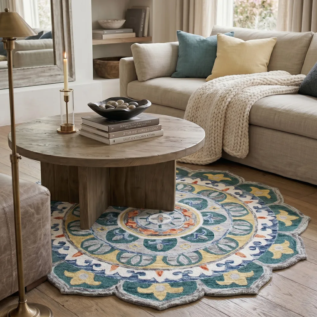 Igni Teal 4' Round Rug - Thumbnail - Image 8