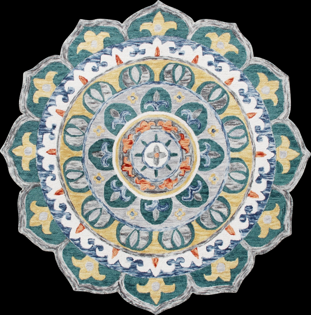 Igni Teal 4' Round Rug - Thumbnail - Image 1