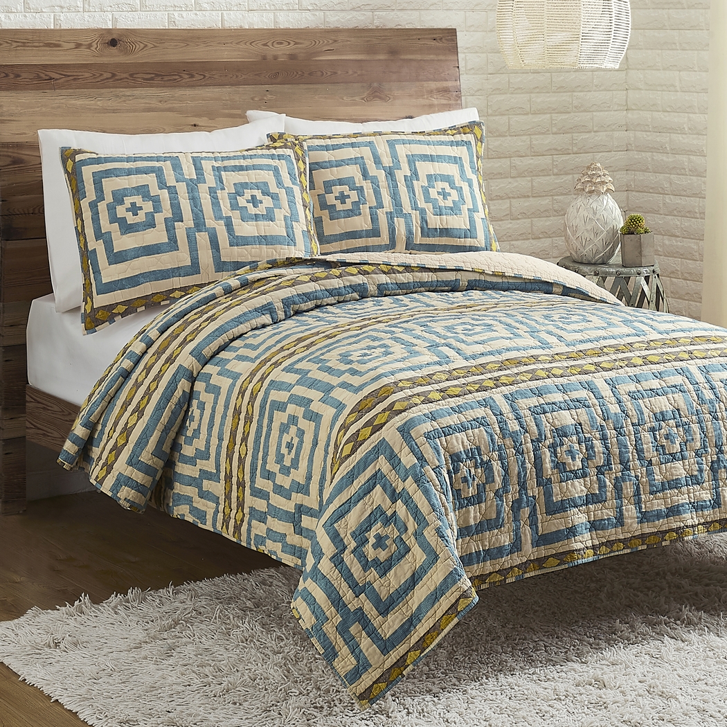 Imlay Blue Full/Queen 3 Pc Quilt Set - Thumbnail - Image 1