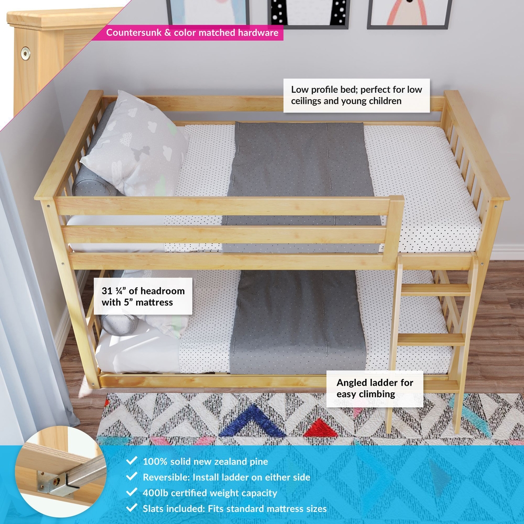 Kids Imonie Beige Twin/Twin Low Bunk Bed - Thumbnail - Image 2