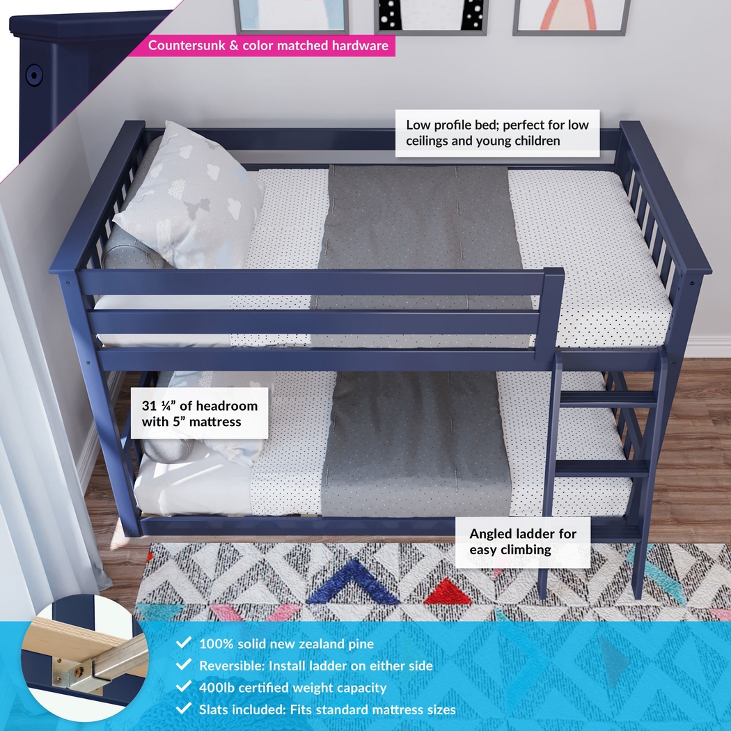 Kids Imonie Blue Twin/Twin Low Bunk Bed - Thumbnail - Image 2