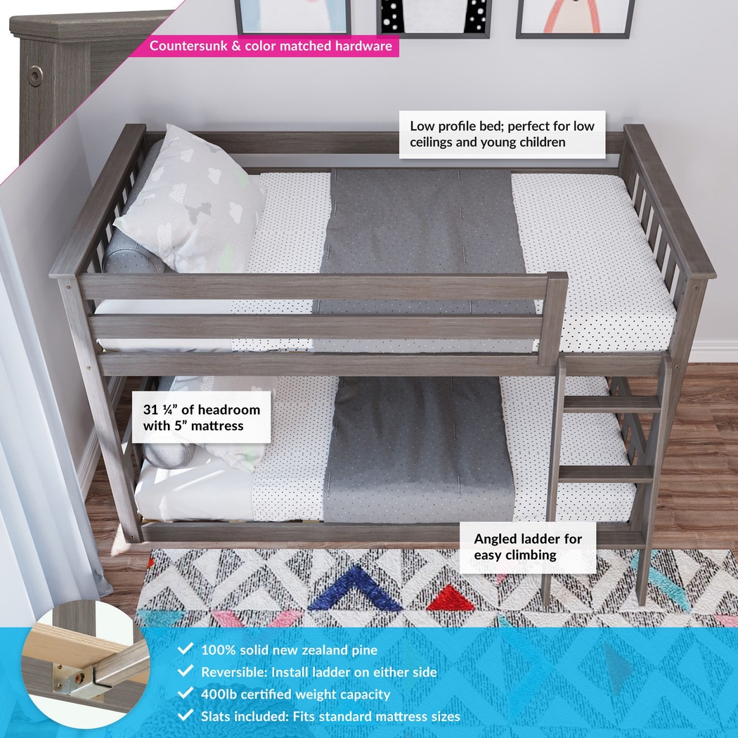 Kids Imonie Gray Twin/Twin Low Loft Bunk Bed - Thumbnail - Image 2